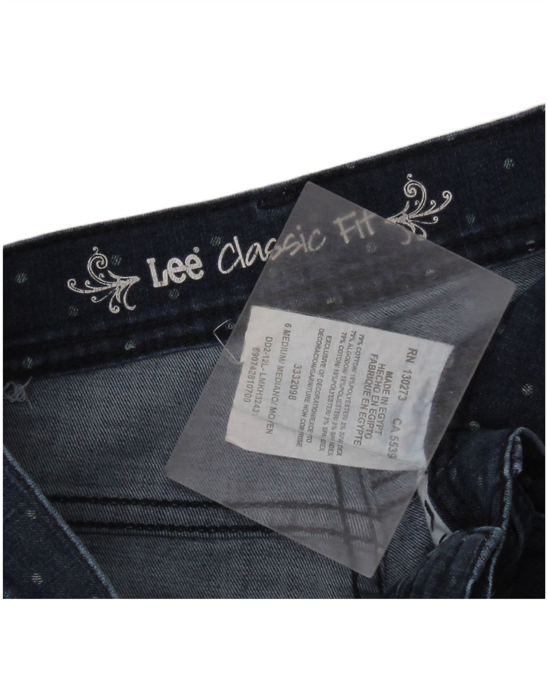 LEE Jean Capri coupe classique pour femme US 6 Medium W28 L19 Bleu marine à pois