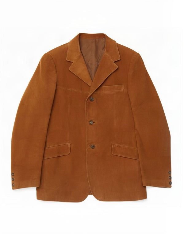 vintage Homme 3 Boutons Blazer En Daim Veste IT 50 Grand Marron
