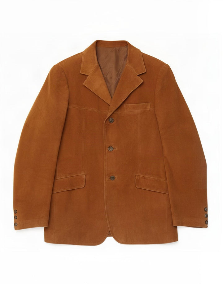 vintage Homme 3 Boutons Blazer En Daim Veste IT 50 Grand Marron