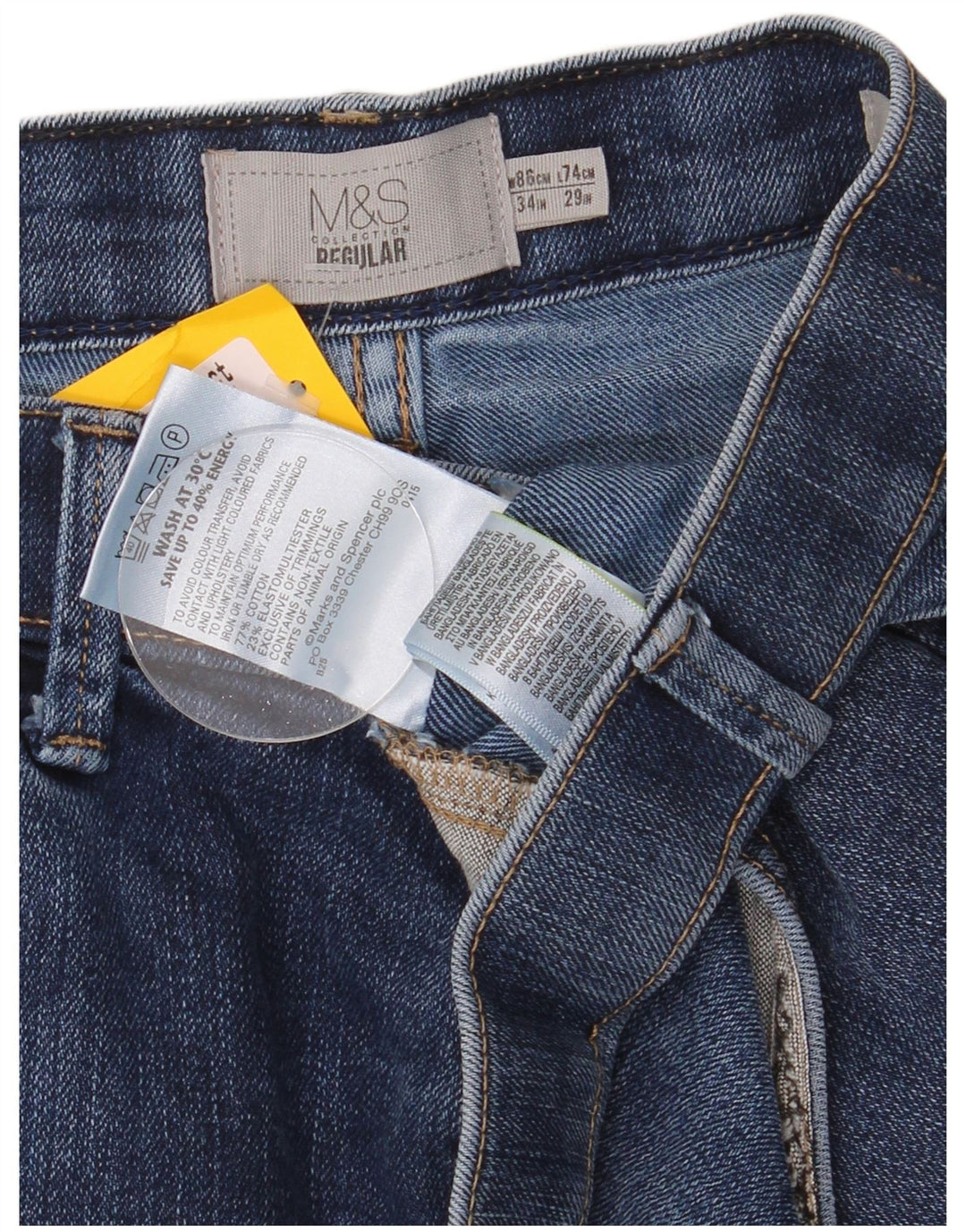 Marks & Spencer Jean droit régulier pour homme W34 L29 bleu coton