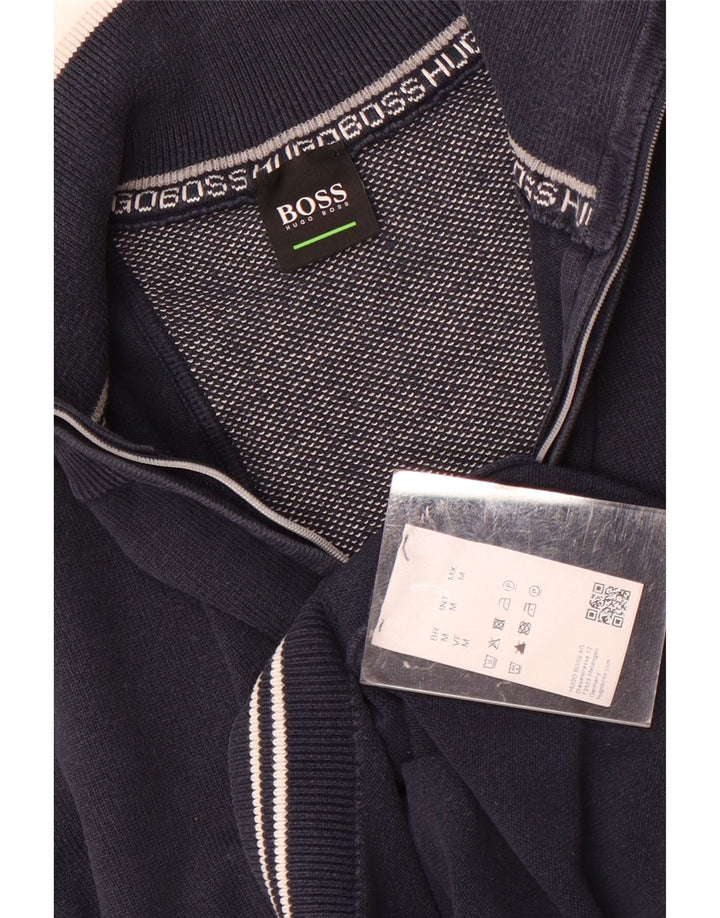HUGO BOSS Sweat-shirt à col zippé en coton bleu marine moyen