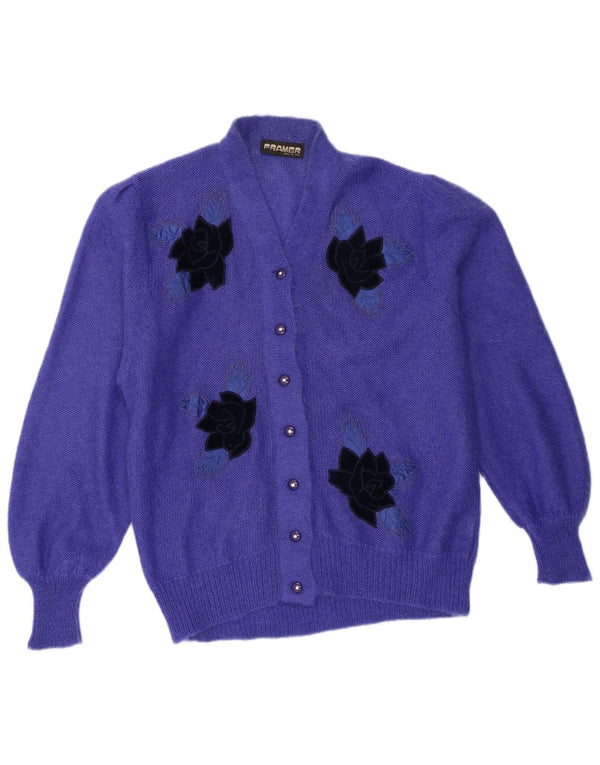 vintage Femme Cardigan Pull UK 18 XL Violet Floral