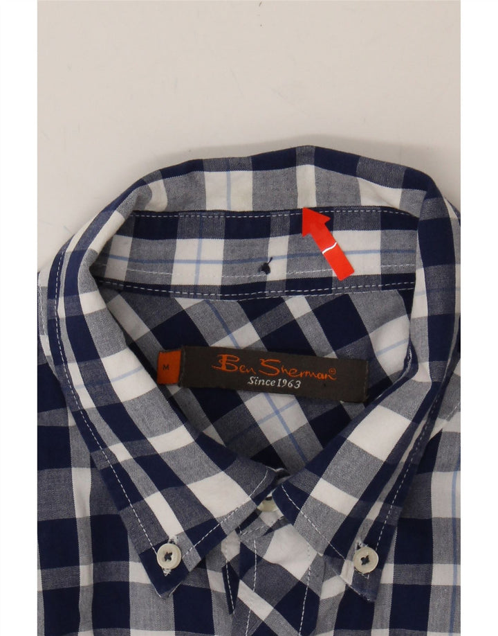 BEN SHERMAN Mens Shirt Medium Navy Blue Check Cotton Vintage Ben Sherman and Second-Hand Ben Sherman from Messina Hembry 
