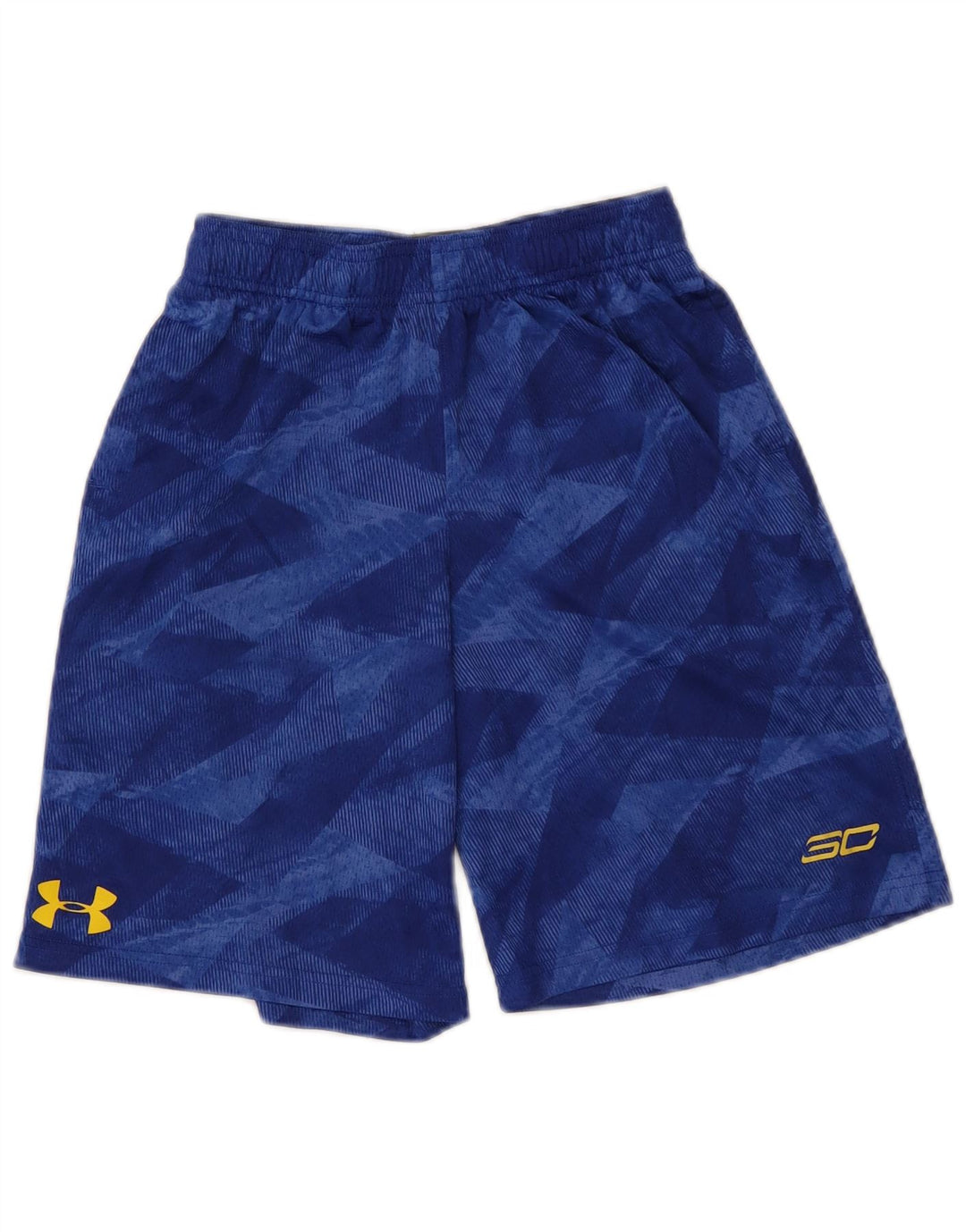 Under Armour Short de Sport Garçon 9-10 Ans Bleu Moyen Géométrique