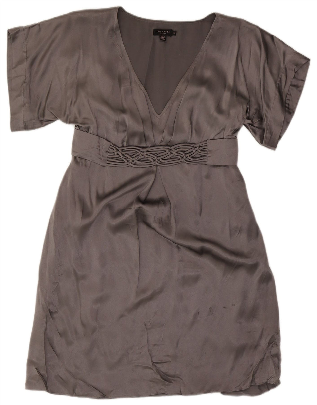 Ted Baker Robe Empire pour femme Taille 3 Soie gris moyen