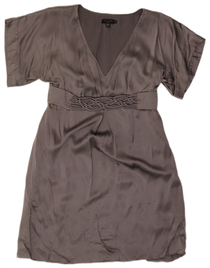 Ted Baker Robe Empire pour femme Taille 3 Soie gris moyen