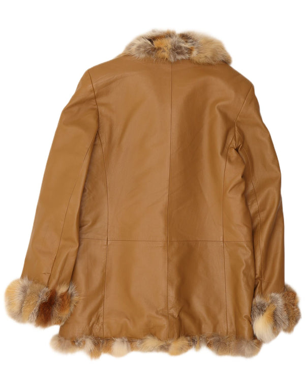 veste en cuir femme vintage UK 14 Brun moyen