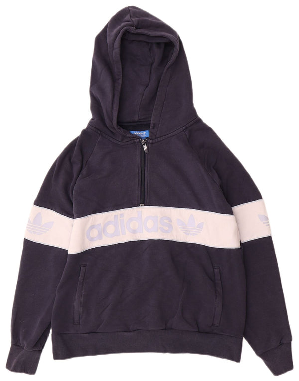 Adidas Pull à capuche graphique pour femme UK 10 Small Bleu marine Colourblock