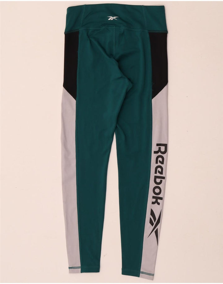 Reebok Leggings Graphiques Femme FR 8/10 Petit Vert Colorblock Polyester
