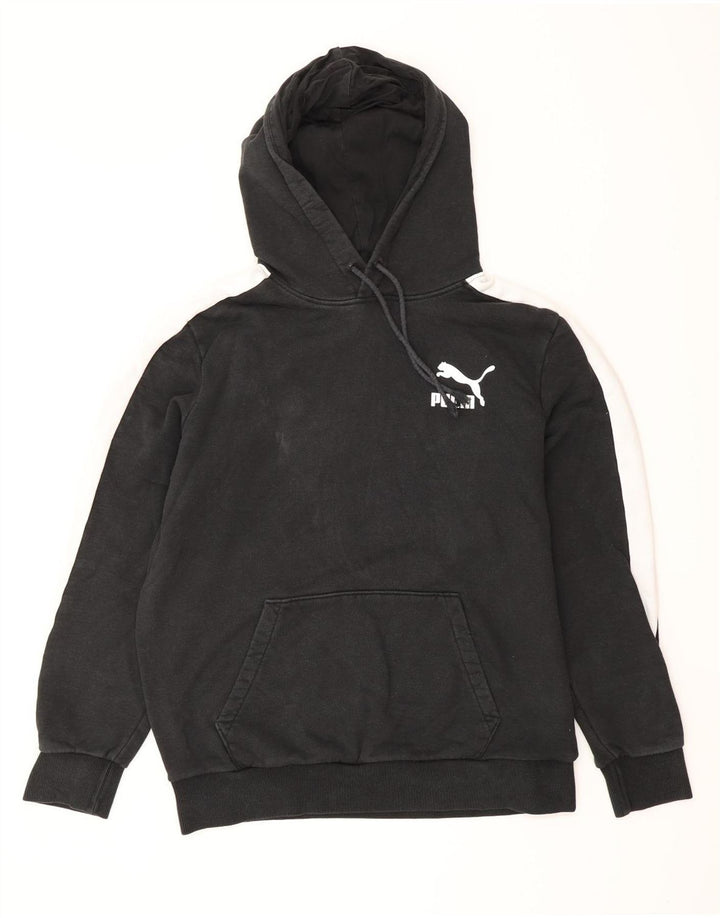 PUMA Pull à capuche pour homme en coton color block noir moyen