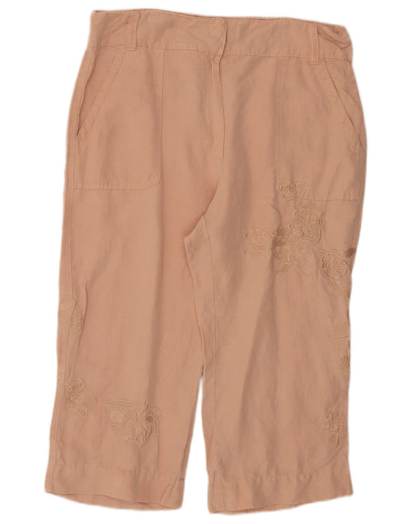 Marks & Spencer Pantalon Capri pour Femme UK 14 Large W34 L20 Rose Floral