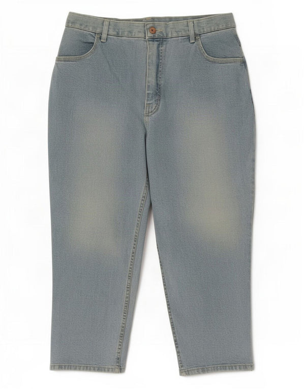 Marks & Spencer Jean Capri taille haute pour femme UK 18 XL W32 L22 Bleu Coton