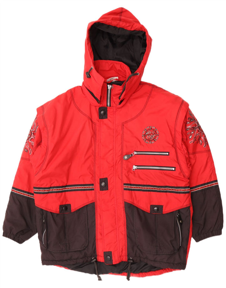 Killtec Veste de ski à capuche graphique pour homme UK 42 XL Rouge Colourblock Polyester