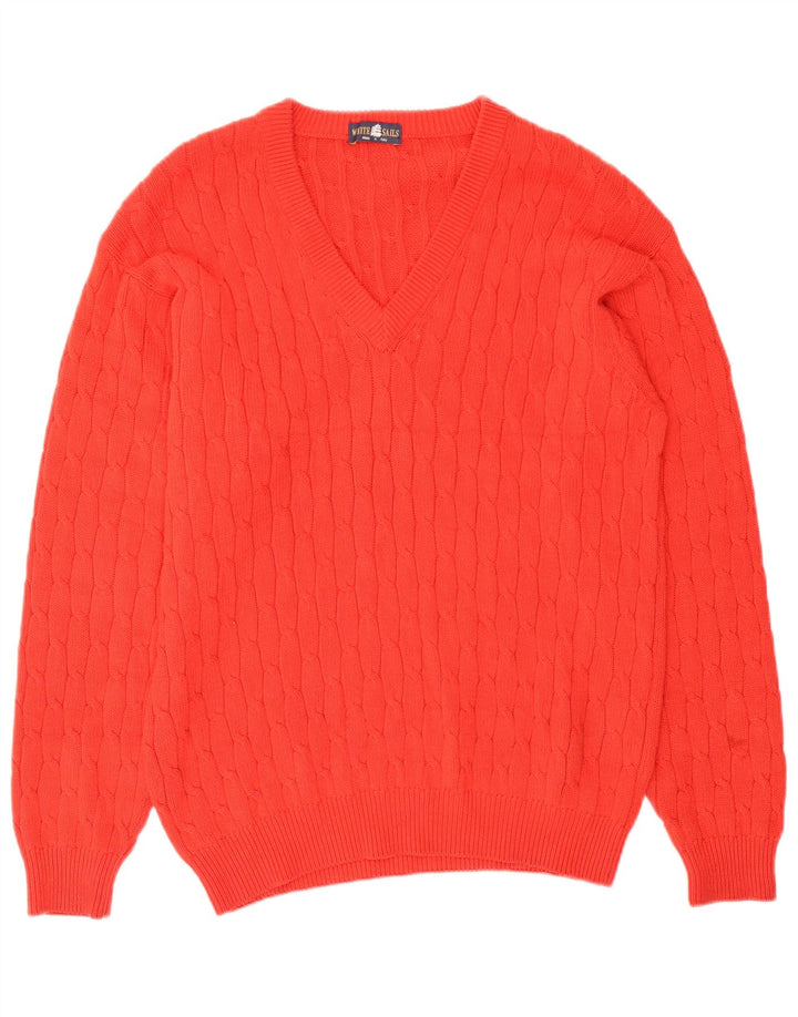 White Sails Pull col V pour homme Large Orange