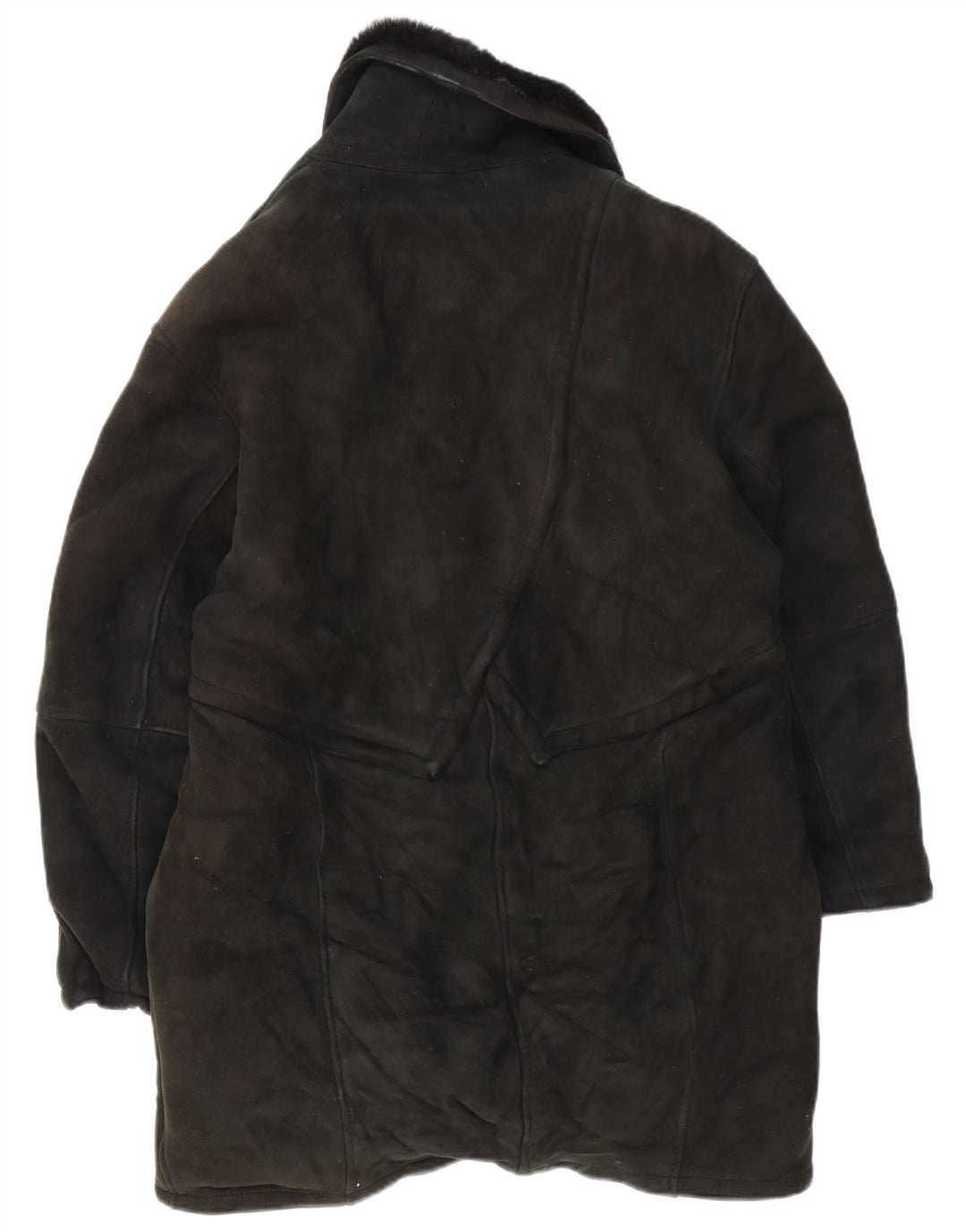 vintage Femme Manteau en peau de mouton surdimensionné IT 46 Grand Shearling noir