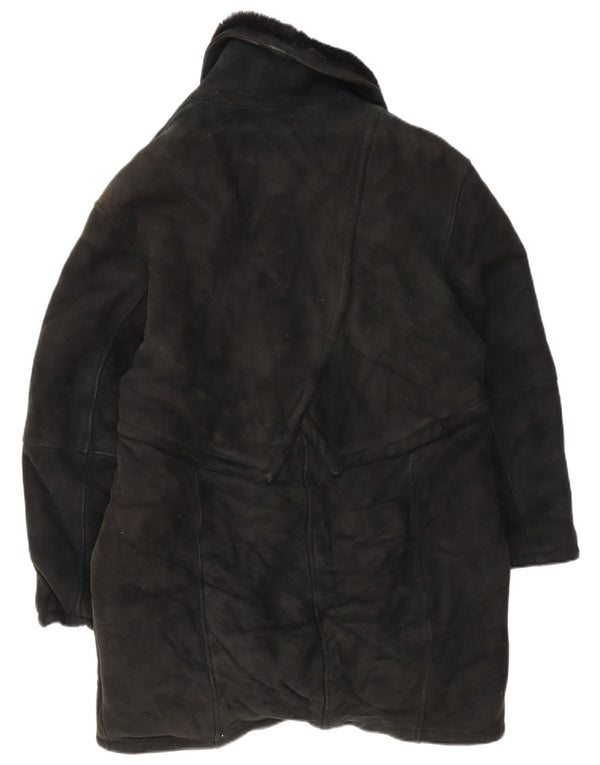 vintage Femme Manteau en peau de mouton surdimensionné IT 46 Grand Shearling noir