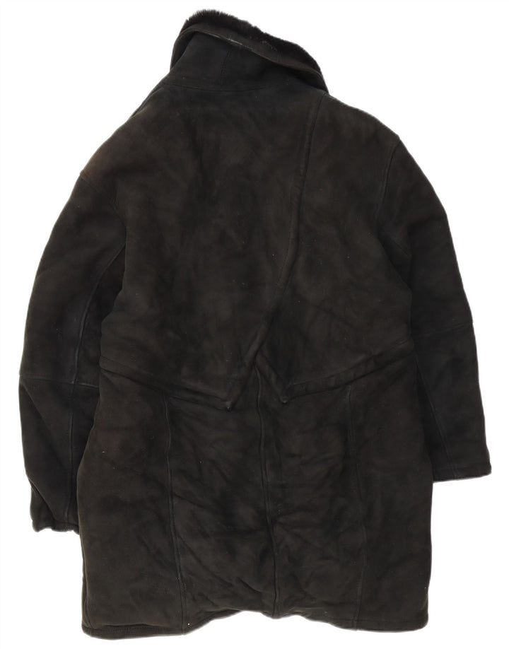 vintage Femme Manteau en peau de mouton surdimensionné IT 46 Grand Shearling noir