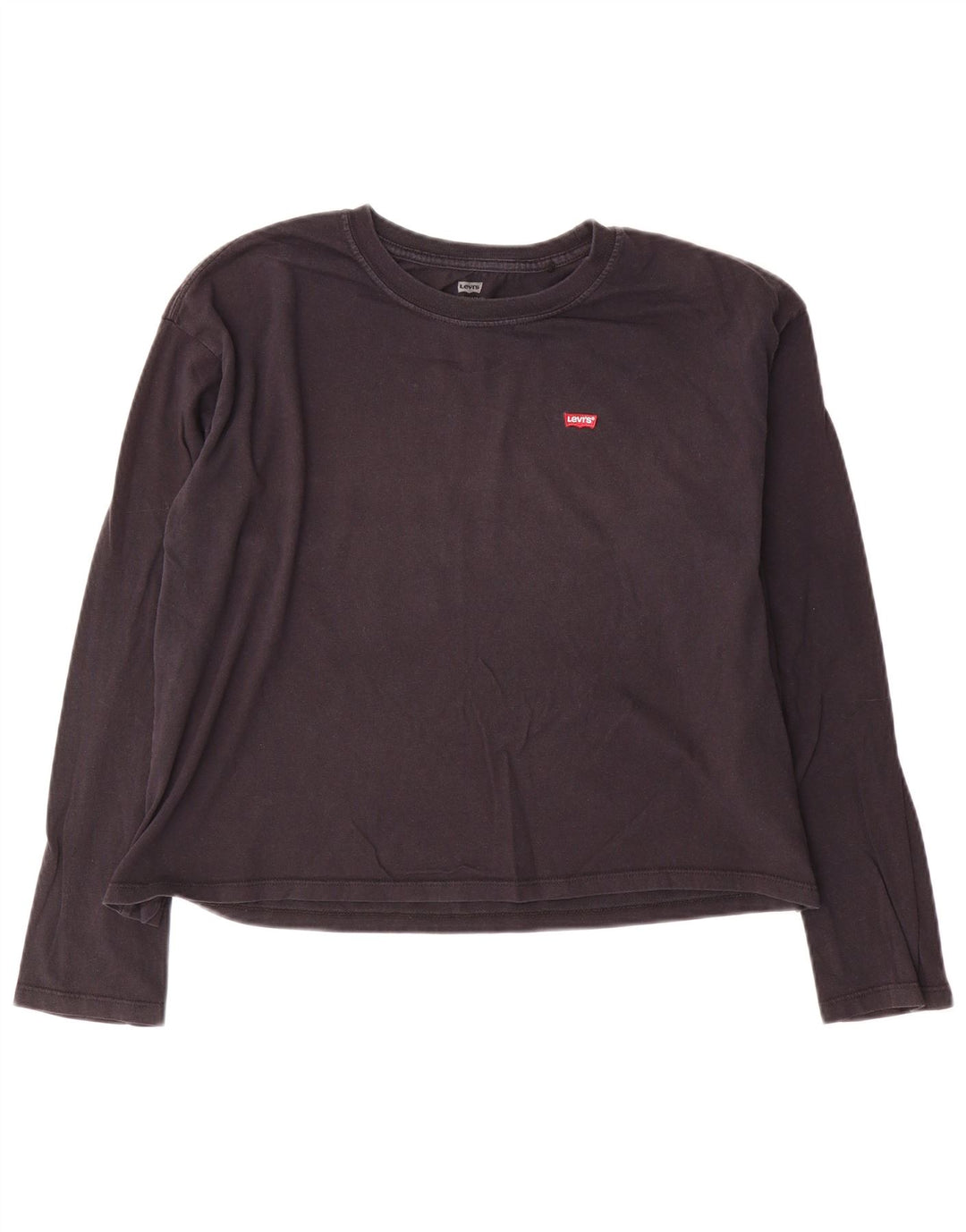 Levi's Crop Top Femme Manches Longues UK 14 Bleu Marine Moyen Coton