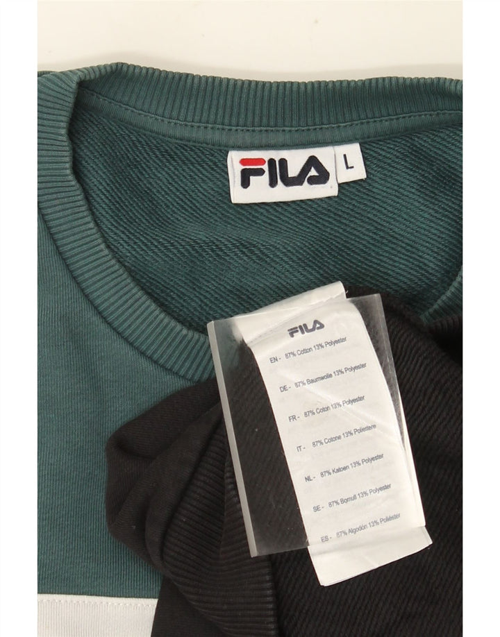 Fila Sweat-shirt pour homme en coton color block Noir Large