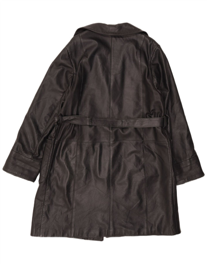 manteau en cuir femme vintage IT 44 Moyen Noir