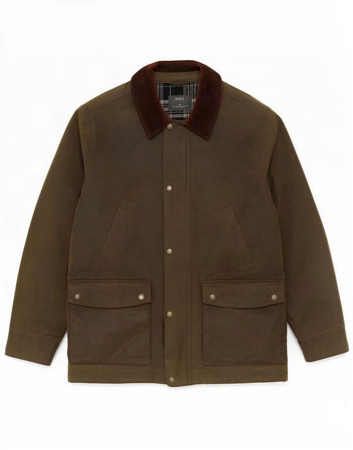 Marks & Spencer Veste en coton ciré pour homme UK 38 Kaki moyen