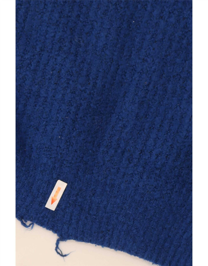 Zara Pull surdimensionné à col roulé pour femme UK 10 Petit Acrylique Bleu