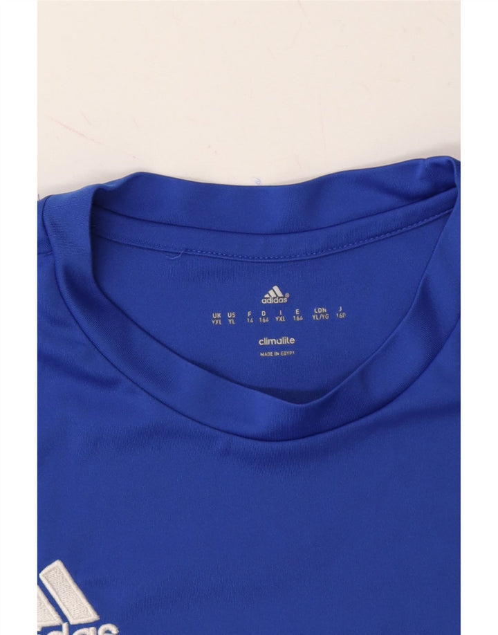 ADIDAS Boys Climalite T-Shirt Top 13-14 Years XL Blue Polyester Vintage Adidas and Second-Hand Adidas from Messina Hembry 