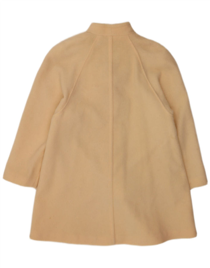 vintage Femme Pardessus UK 14 Grande Laine Beige Beige