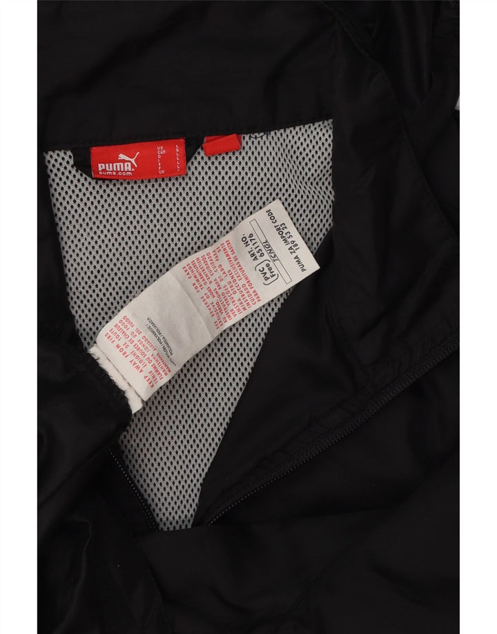 PUMA Veste de pluie à capuche pour homme UK 42 Large Noir Colorblock Polyamide