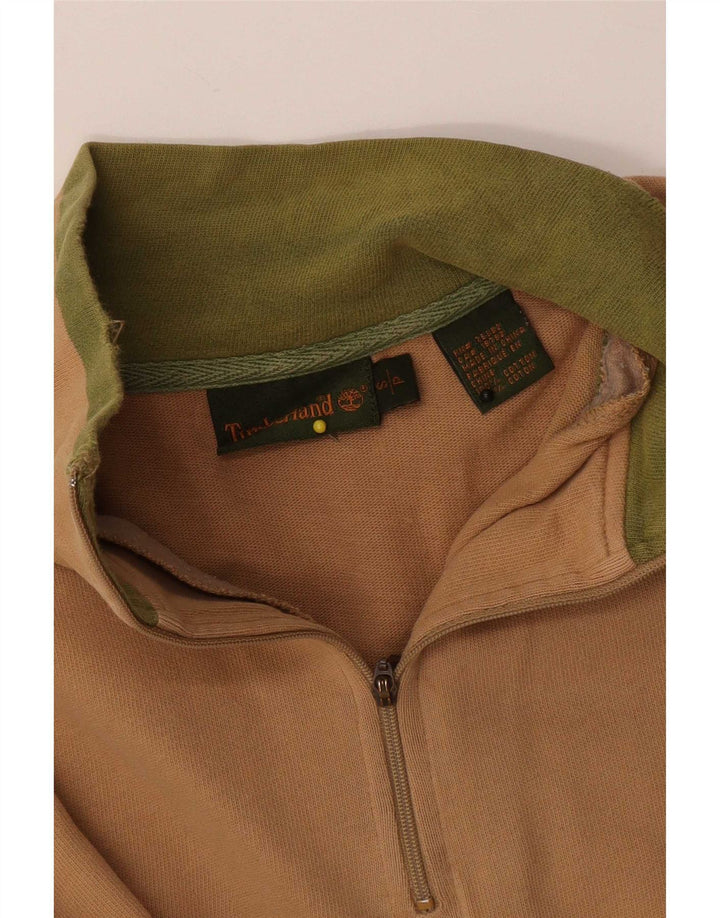 Timberland Sweat-shirt à col zippé pour homme Petit coton beige