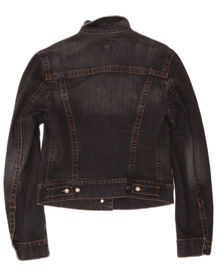 Calvin Klein Veste en jean crop pour femme UK 10 Petit coton gris