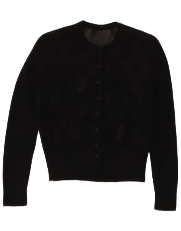 vintage Femme Cardigan Pull UK 12 Moyen Noir