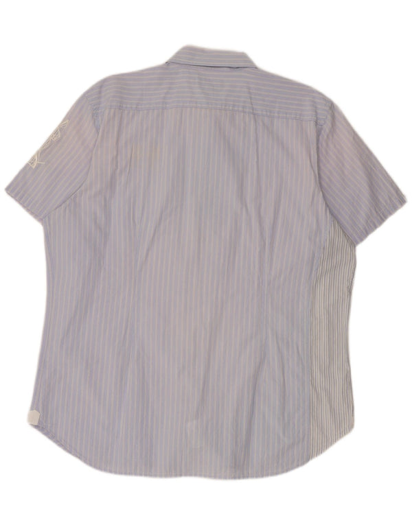 La Martina Chemise graphique à manches courtes pour homme 2XL Bleu Coton