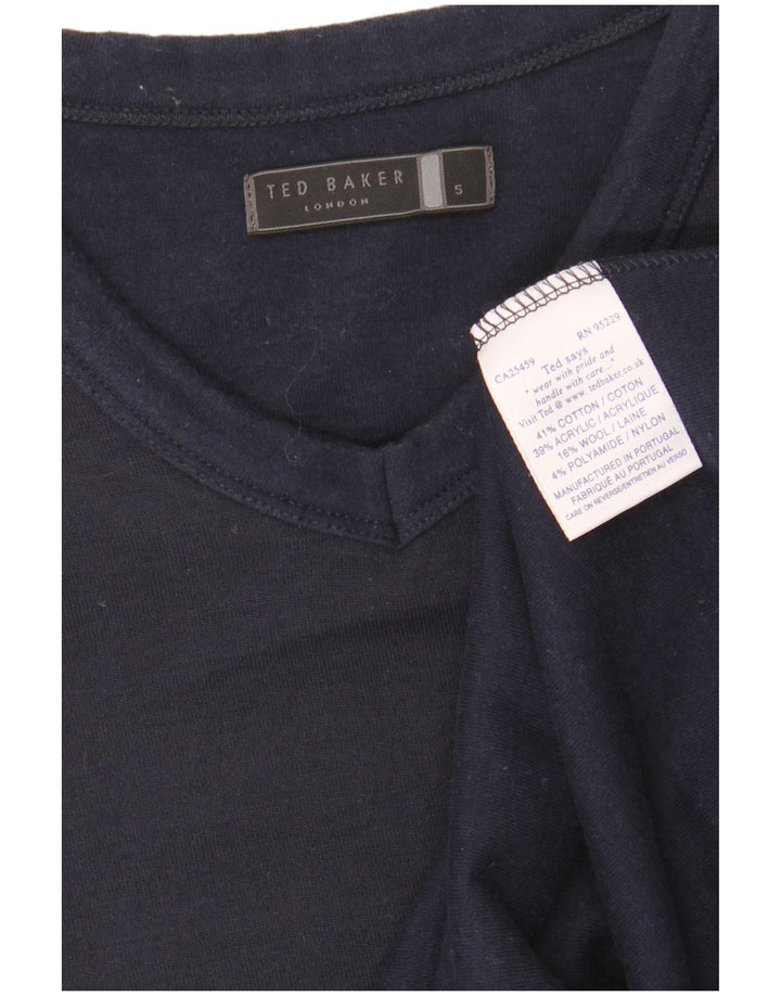 TED BAKER Pull col V pour homme Taille 5 XL Bleu marine Coton