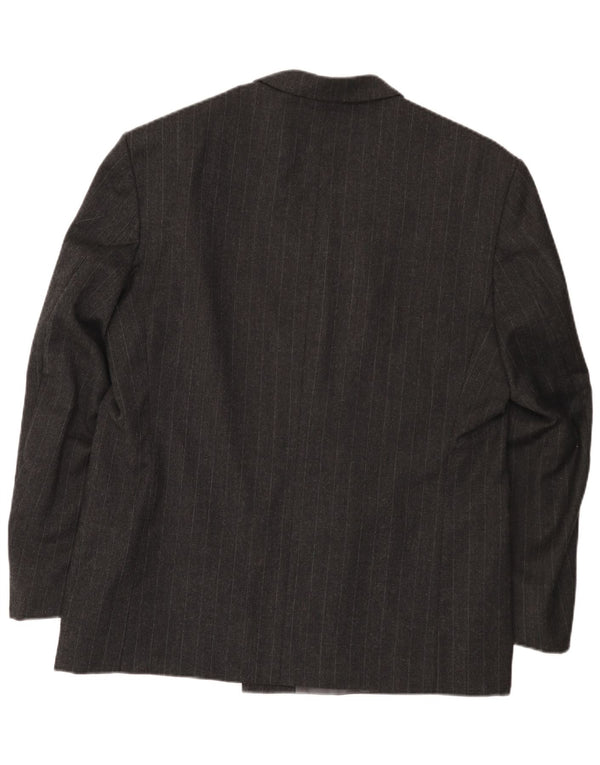 vintage Mens Double Breasted Blazer Veste EU 54 2XL Gris Pinstripe Laine