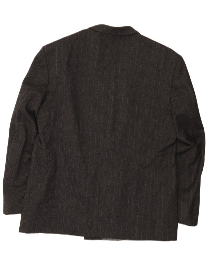 vintage Mens Double Breasted Blazer Veste EU 54 2XL Gris Pinstripe Laine
