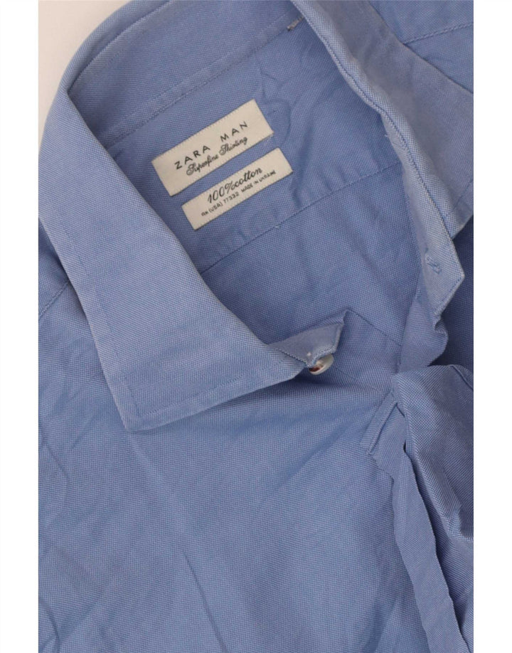 Chemise Zara Homme Bleu Moyen Coton