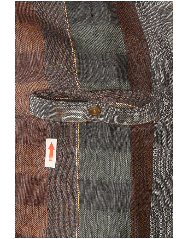 vintage Homme Manches Courtes Pull Chemise XL Multicolore Check Lin