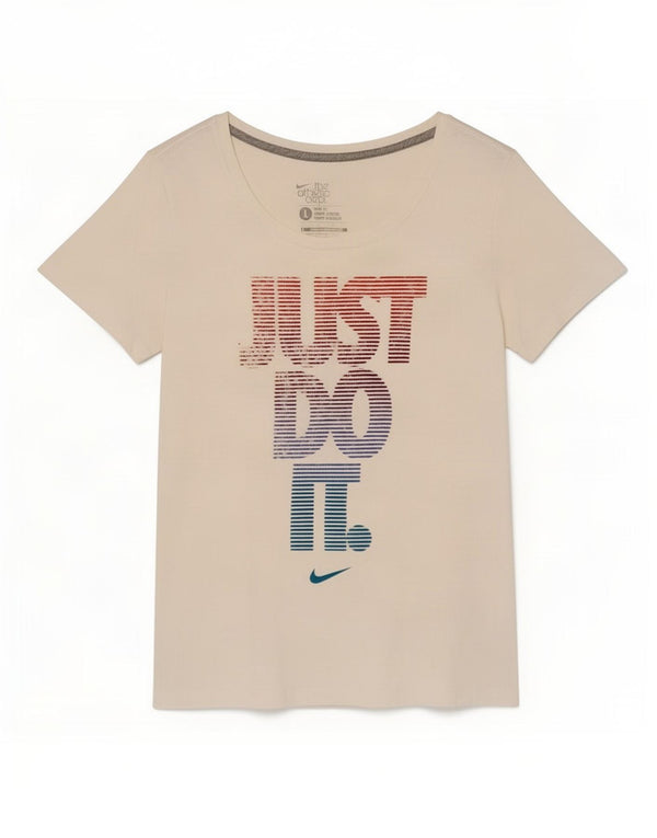 Nike Womens Slim Fit Graphic T-Shirt Top UK 14 Grand Blanc Coton
