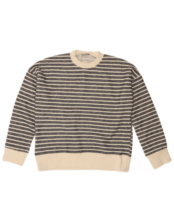 ZARA Pull à col rond pour femme UK 14 Polyester rayé noir moyen