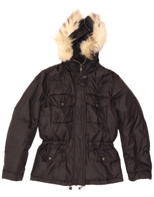 Jet Set Veste coupe-vent à capuche pour femme UK 16 Large Noir Nylon
