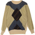 vintage Mens Boat Neck Jumper Sweater Petit Argyle/Diamant multicolore