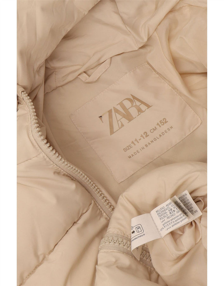 Zara Veste matelassée à capuche fille 11-12 ans Beige Polyester