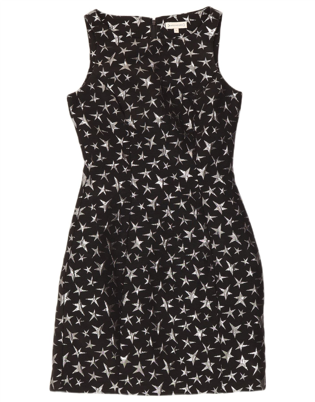 WAREHOUSE Robe fourreau à motif abstrait pour femme UK 8 Small Noir