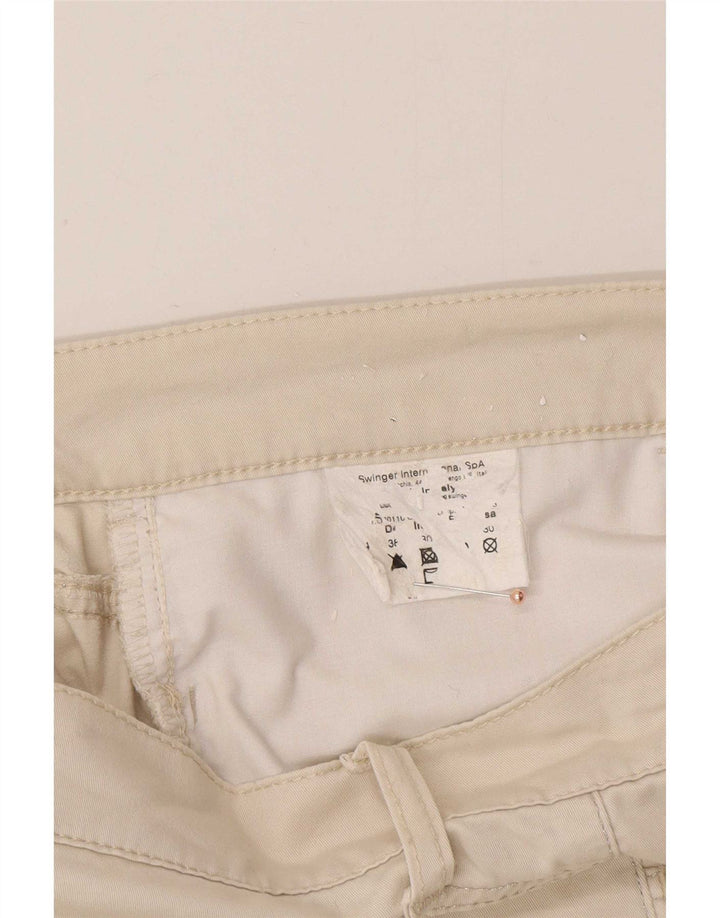 Roccobarocco Pantalon décontracté slim pour femme EU 38 Medium W30 L31 Blanc cassé