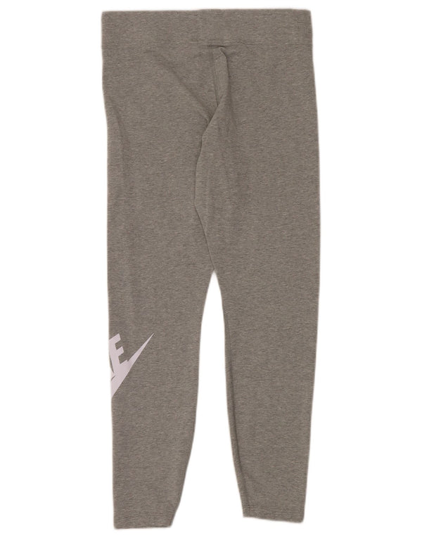 NIKE Leggings graphiques pour femmes UK 14 Grand coton gris