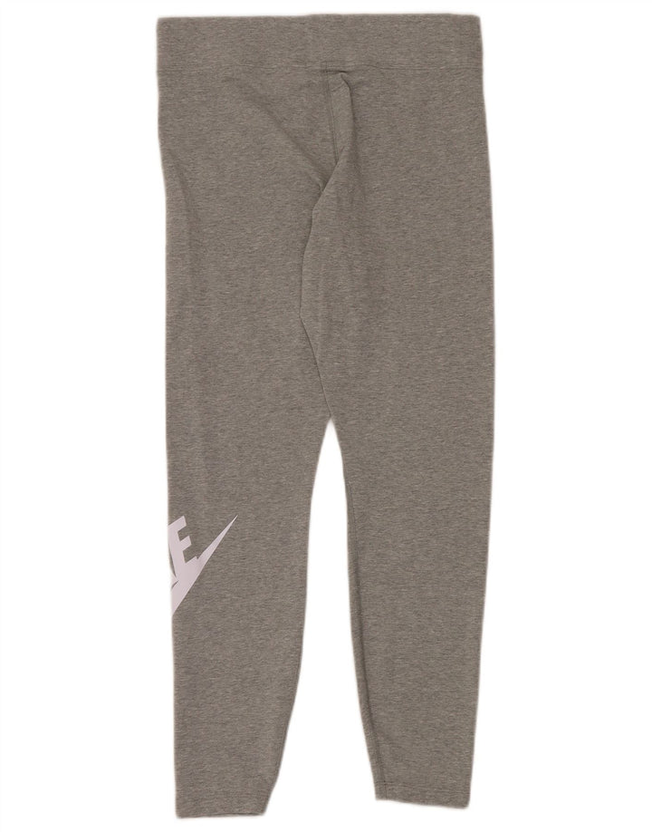 NIKE Leggings graphiques pour femmes UK 14 Grand coton gris
