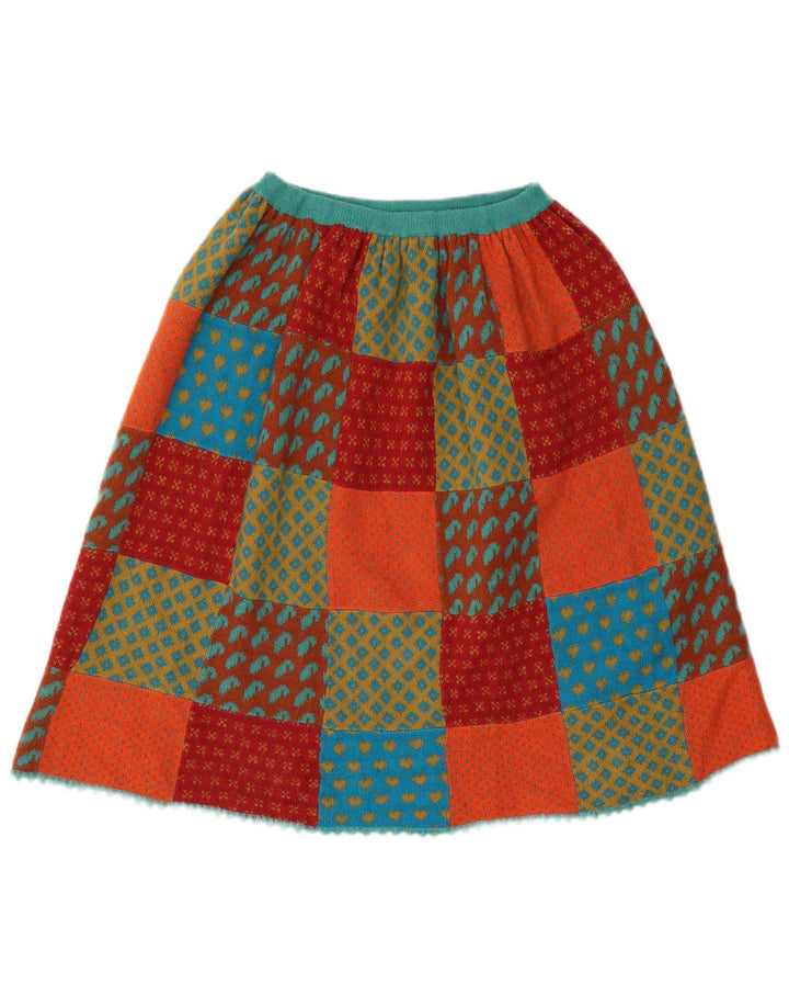 vintage Womens Knit A-Line Jupe W26 Petit Patchwork multicolore