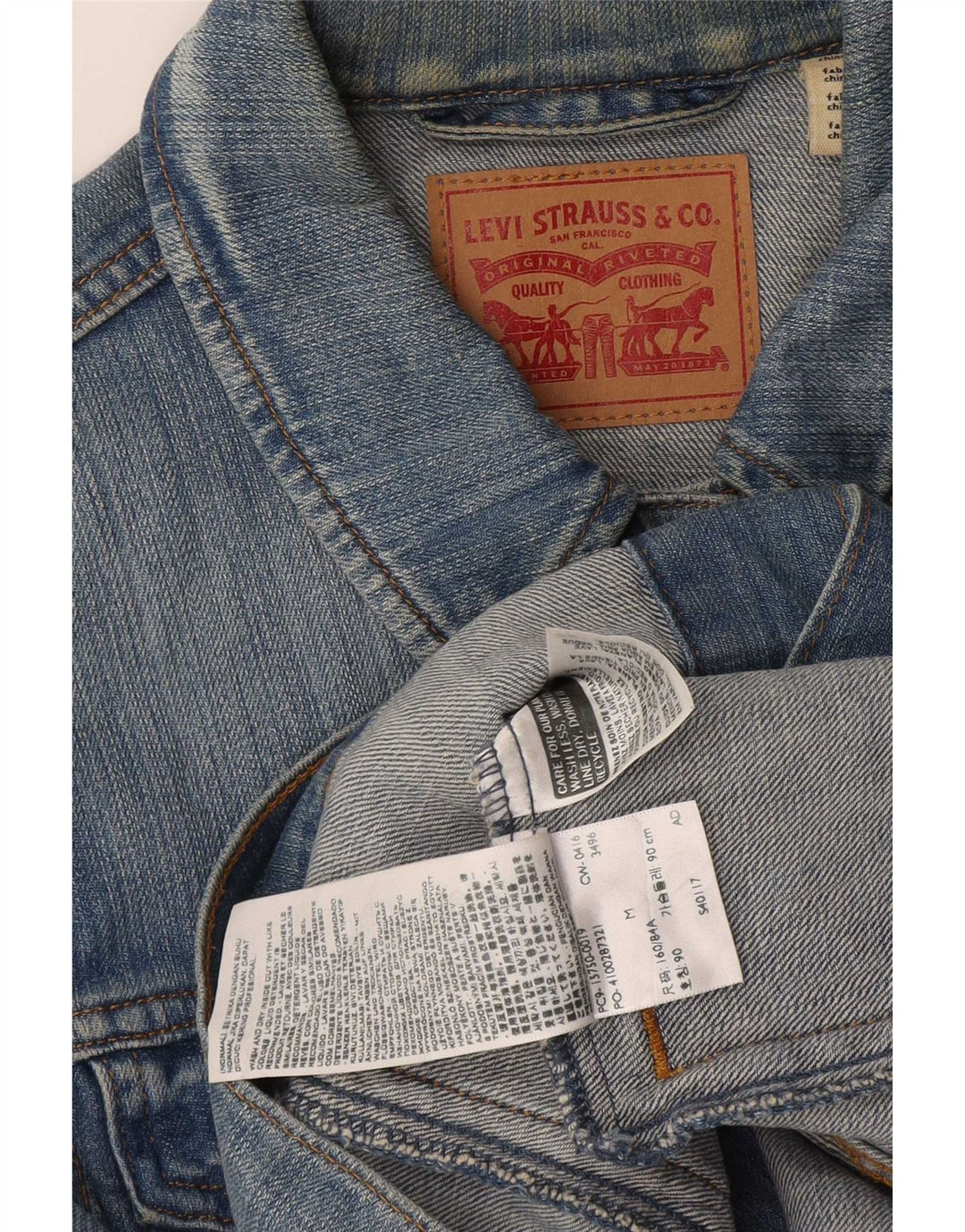 Levi's Veste en Jean Femme UK 12 Bleu Moyen Coton