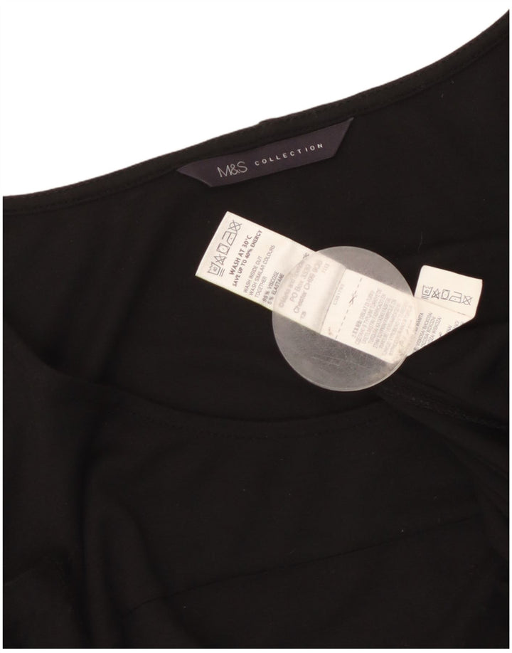 Marks & Spencer Robe trapèze à manches 3/4 pour femme UK 8 Small Viscose noire